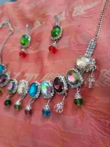 Stunning Multi-Color Stone Necklace &amp; Earrings Set