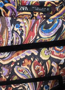 zara Boho Paisley Print Long Sleeve Dress