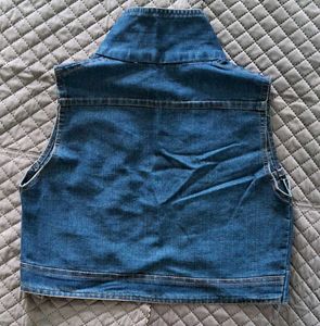 Denim Vest with Raw Edge Detail