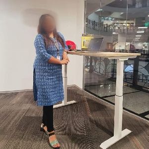 Blue Geometric Print Kurta with Bell Sleeves
