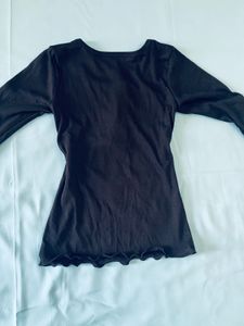 black Long Sleeve Henley Top
