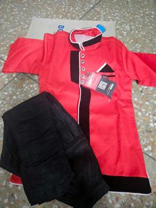 red and black party wear dress with shoes