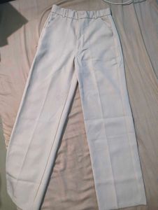 Beige Wide-Leg Trousers