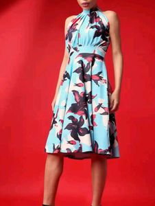 Floral Halter Neck Midi Dress