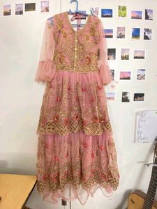 Elegant Pink Embroidered Dress