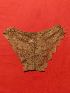 Brown Floral Lace Thong Panty