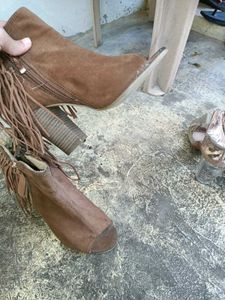 Brown Suede Fringe Boots