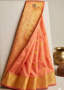Exquisite Orange Semi Silk Pattu Saree🧡⚡