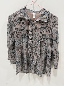 Paisley Print Bell Sleeve Top