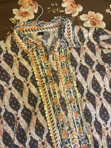 Printed Shirt Collar Pathani Kurta And Salwar
