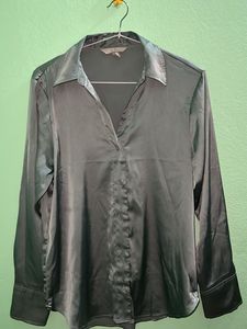 Satin Button-Up Blouse