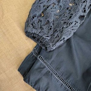 New Navy Blue Off Shoulder Top