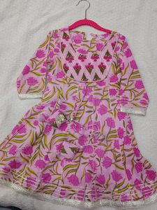 Beautiful Pink Floral Print Kurta Dress
