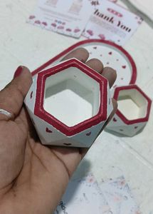 Heart Print Decorative Tray &amp; holder com mini pot
