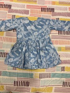Blue Floral Wrap Kurta Top