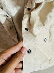 corduroy Cream Button-Up Long Sleeve Shirt