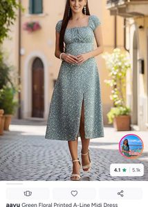 Chic Floral Print Square Neck Dress