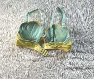 Cute Yellow Lace Padded Bra