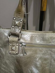 Stylish Grey Leather Lancaster handbag