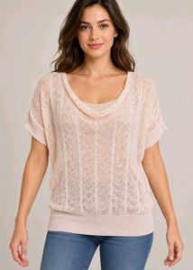 Sheer Knit Cowl Neck Top