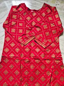 Elegant Red & Gold Kurta