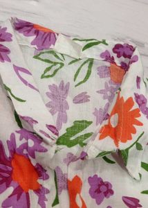 Floral Print Button-Up kurta cotton