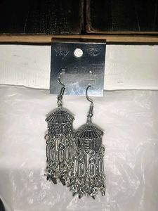 Boho Silver Jhumka Earrings