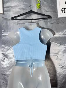Light Blue Ribbed Tank Top