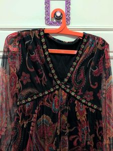 Bohemian Paisley Print Sheer Maxi Dress