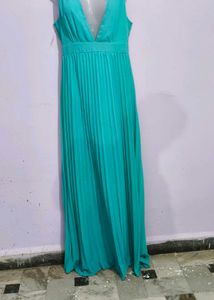 Teal Pleated Maxi Dress