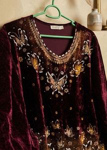 Embellished Velvet top with Butterfly Motifs