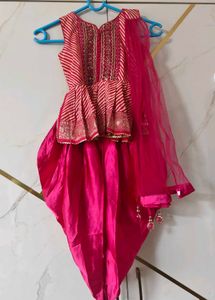 Pink Embroidered Kurta Dhoti Set