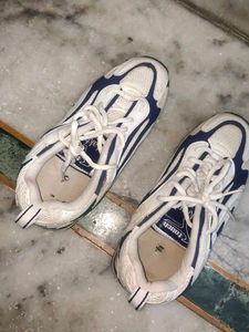 unisex White & Blue Athletic Shoes