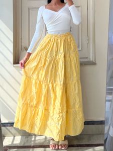 Boho Tiered Yellow Maxi Skirt