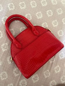 glossy red mini handbag