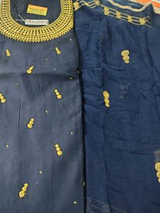 Navy Blue Embroidered unstiched suit