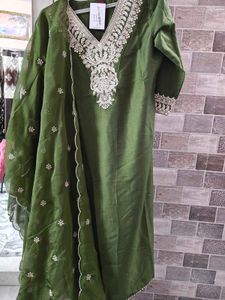 Green Embellished Kurta Set