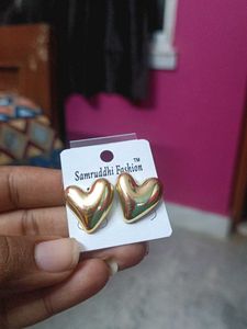 Golden Heart Stud Earrings