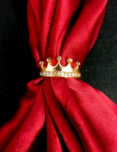 Gold Crown Ring with Crystals