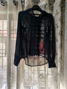 Sheer Black Lace Blouse