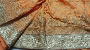 Elegant Orange Embellished Saree