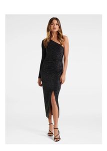 Mirabella One Shoulder GlitterRuched Midi
