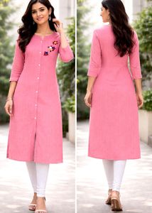 baby Pink Embroidered Kurta