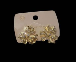 Gold Tone Flower Stud Earrings