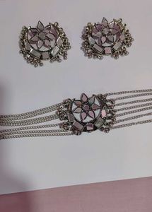 Oxidise Mirror Choker  Set ( New Without Tag)