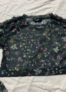 Floral Mesh Crop Top