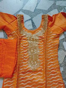 Orange Kurta Set with Pants
