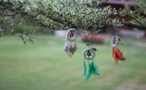 Bohemian Dreamcatcher keyring with Feathers