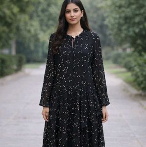 Elegant Black Printed Maxi Dress