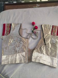 Pink &amp; Gold Leaf Print heavy saree
